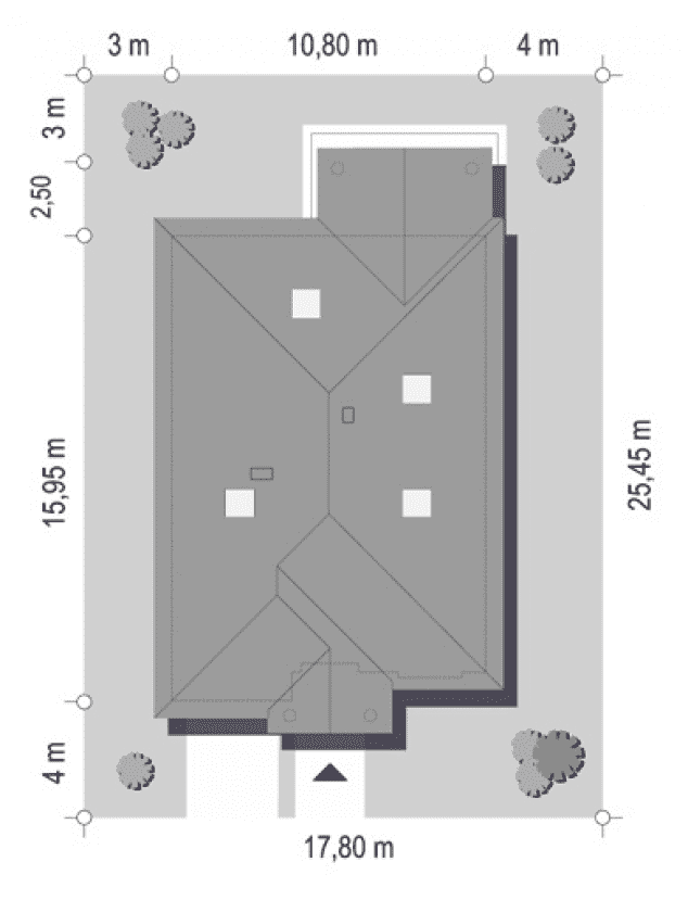 Rzut projektu Dom na Parkowej 7 B - sytuacja