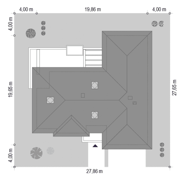 Rzut projektu Willa Parterowa wariant B - sytuacja