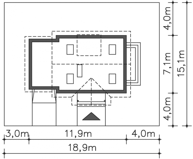 Rzut projektu Oslo II (LMP26a) - Usytuowanie na działce