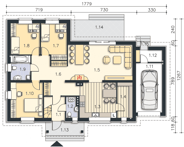 Rzut projektu Baden II (LMB38a) - Strych