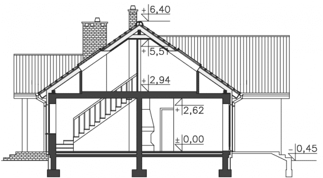 Rzut projektu Baden II (LMB38a) - Przekrój