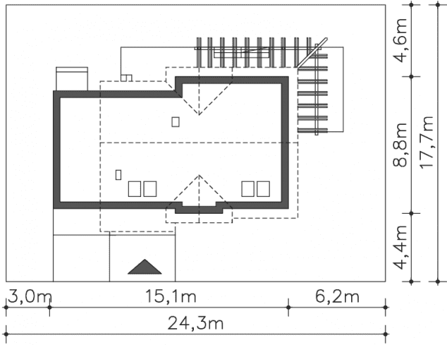 Rzut projektu Tokio III (DCP190b) - Usytuowanie na działce