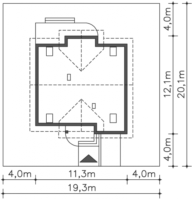 Rzut projektu Gandawa (LMP243) - Usytuowanie na działce