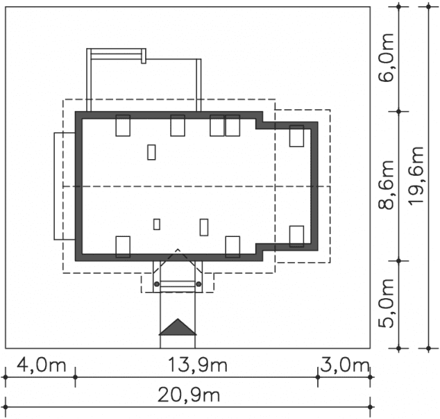 Rzut projektu Miluza II (LMP244A) - Usytuowanie na działce