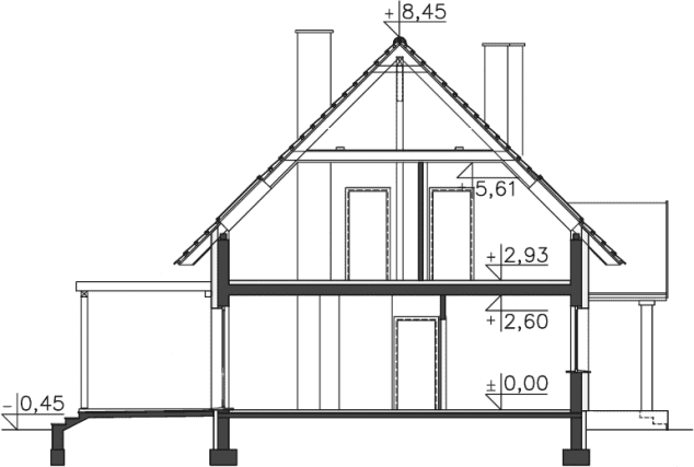 Rzut projektu Miluza II (LMP244A) - Przekrój