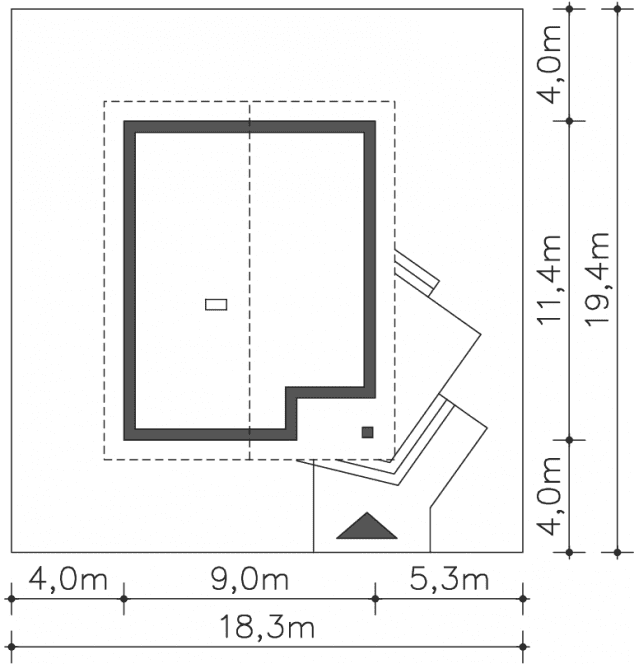 Rzut projektu Lucca II (LMB71a) - Usytuowanie na działce