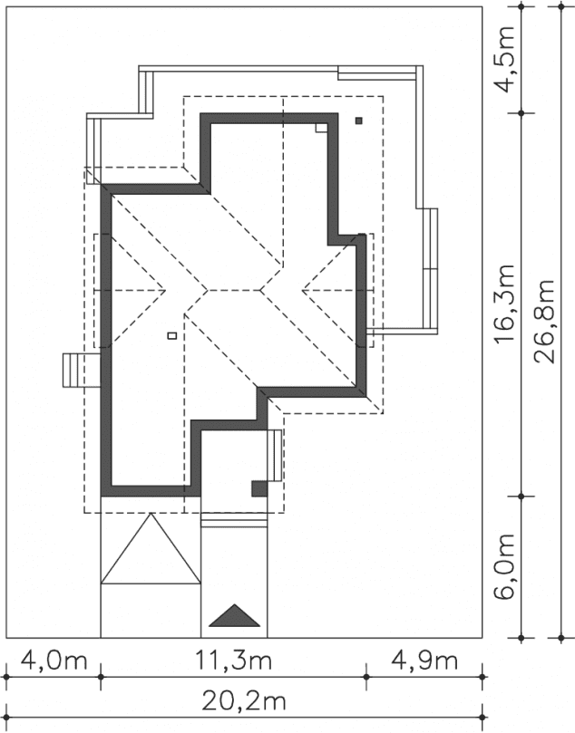 Rzut projektu Avalon III (DCP206b) - Usytuowanie na działce