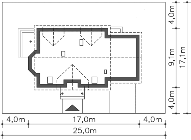 Rzut projektu Saloniki III (LMP128b) - Usytuowanie na działce