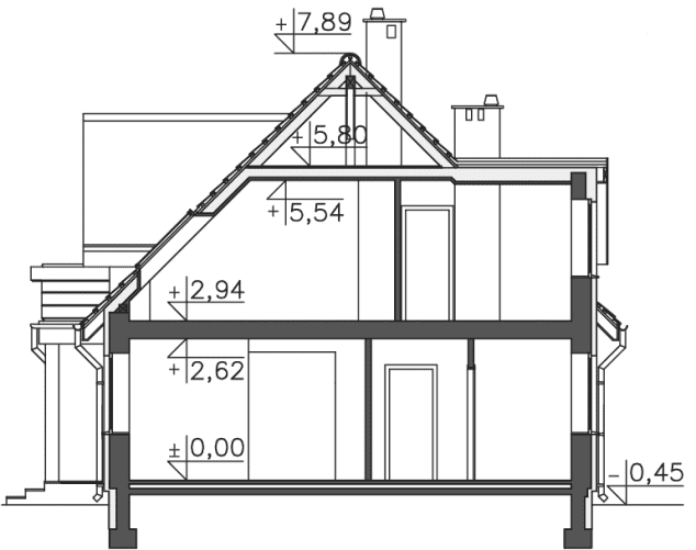 Rzut projektu Saloniki III (LMP128b) - Przekrój