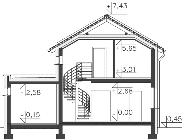 Rzut projektu Rugby (DCP290) - Przekrój