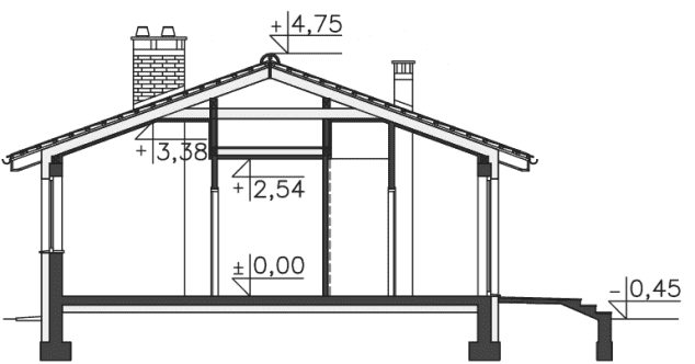 Rzut projektu Cavalino II (LMB77a) - Przekrój