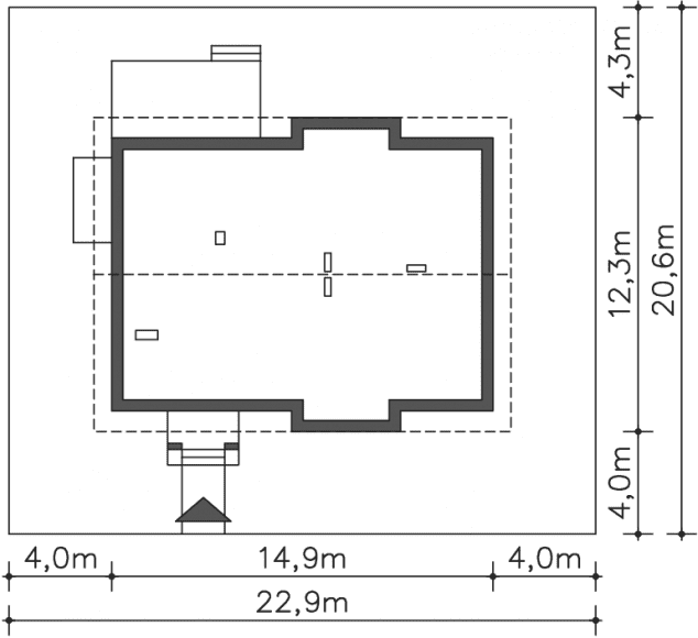 Rzut projektu Budynek agroturystyczny Dąb 2 (LMPS02a) - Usytuowanie na działce