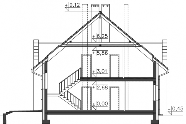 Rzut projektu Budynek agroturystyczny Dąb 2 (LMPS02a) - Przekrój