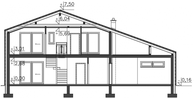 Rzut projektu Temerin (DCP313) - Przekrój