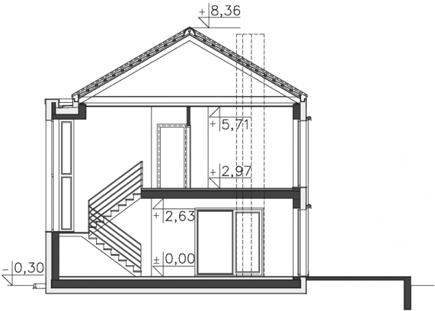 Rzut projektu Santos III (DCP308b) - Przekrój