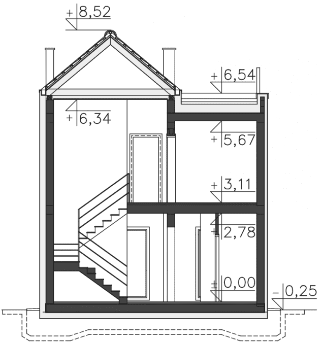 Rzut projektu Lakeland (DCS19) - Przekrój