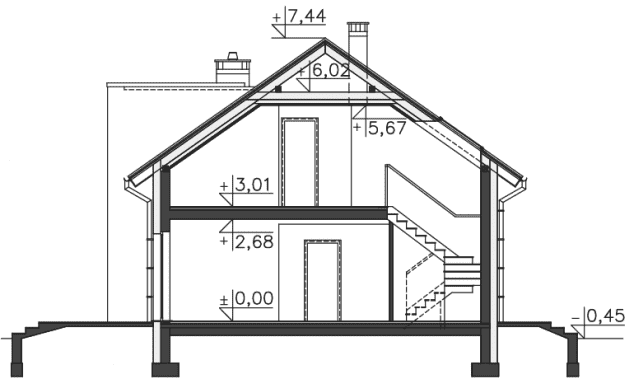 Rzut projektu Oxford (LMP319) - Przekrój
