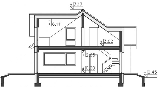 Rzut projektu Rodez II (DCP328A) - Przekrój