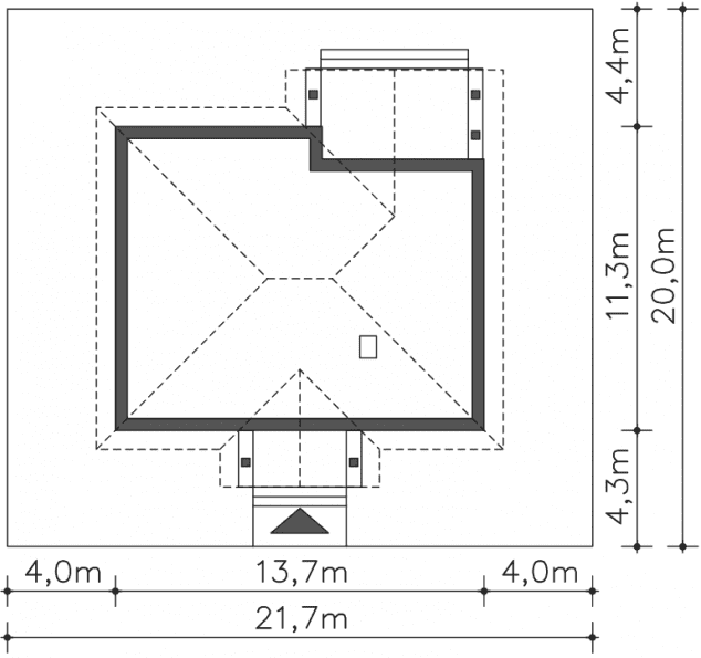 Rzut projektu Lucia III (DCB88b) - Usytuowanie na działce