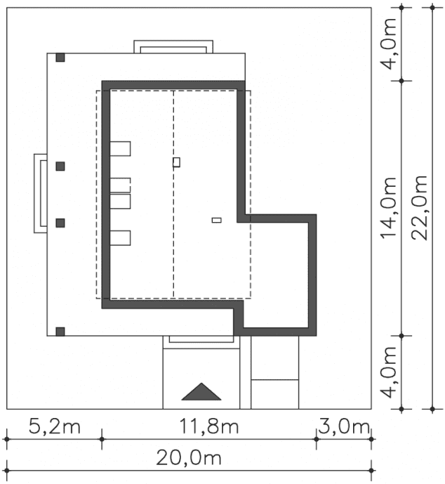 Rzut projektu Bergamo II (DCP343a) - Usytuowanie na działce