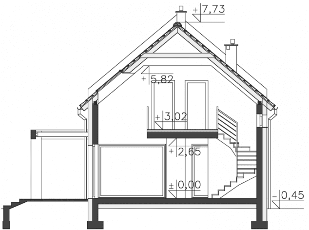 Rzut projektu Bergamo II (DCP343a) - Przekrój