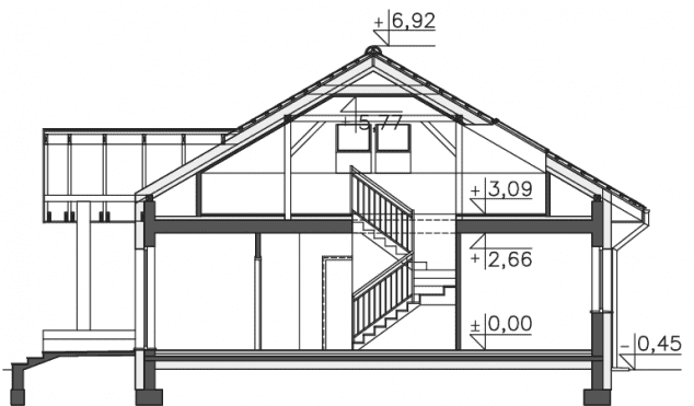Rzut projektu Lucia VI (DCB88e) - Przekrój