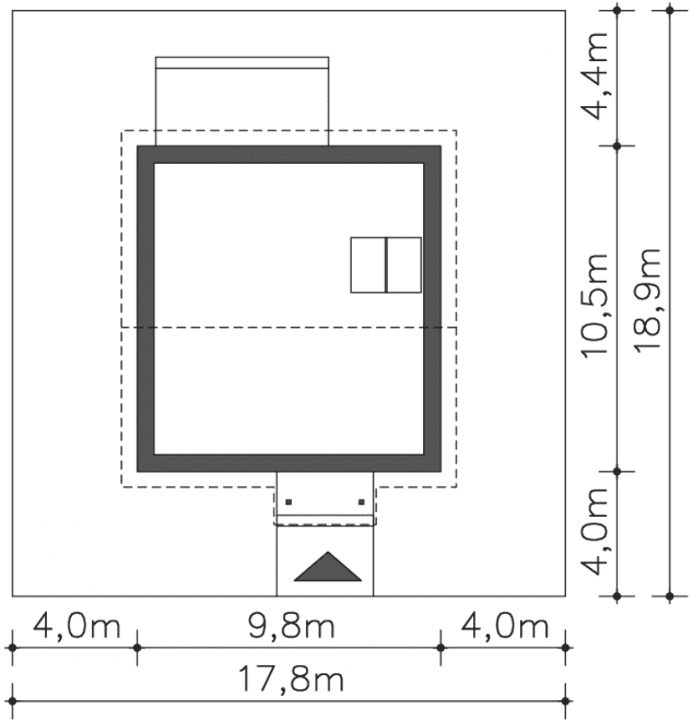 Rzut projektu Valletta Pasywny 6 (LDP06) - Usytuowanie na działce