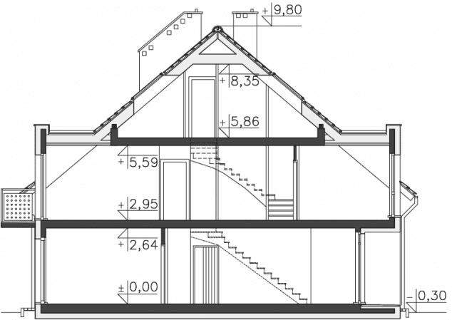 Rzut projektu Everett (DCBL36) - Przekrój