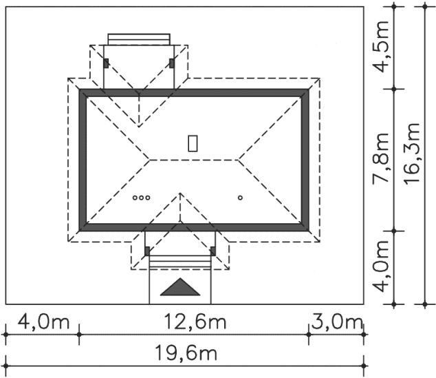 Rzut projektu Corte II (LMB62a) - Usytuowanie na działce