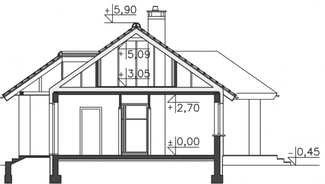 Rzut projektu Corte II (LMB62a) - Przekrój