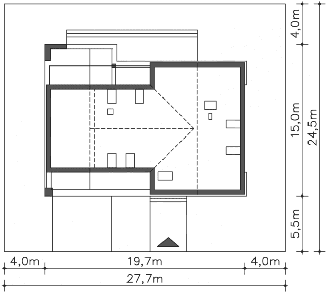 Rzut projektu Olten (DCP339) - Usytuowanie na działce