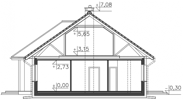 Rzut projektu Saga III (LMB69b) - Przekrój