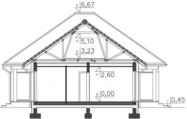 Rzut projektu Budynek usługowy Office 1 (DCU04) - Przekrój