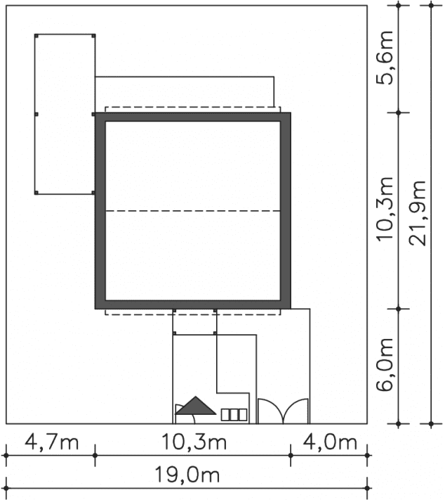 Rzut projektu Koge II (DCP402a) - Usytuowanie na działce