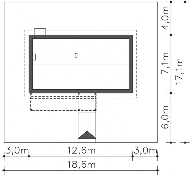 Rzut projektu Itaka II (LMB120a) - Usytuowanie na działce