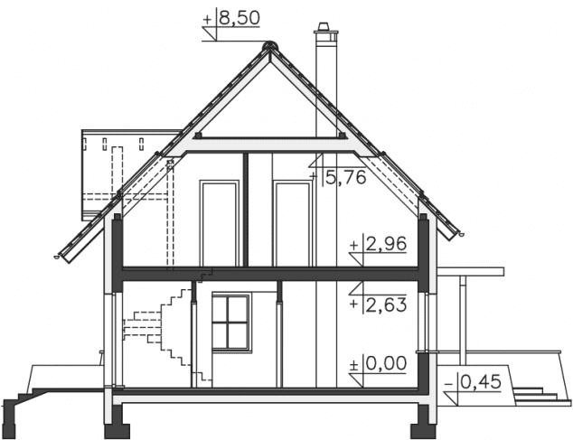 Rzut projektu Tacoma IV (DCP240c) - Przekrój