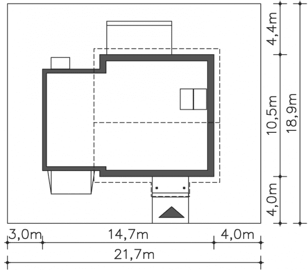 Rzut projektu Valletta II Pasywny 6a (LDP06a) - Usytuowanie na działce