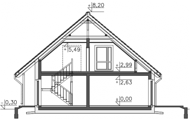 Rzut projektu Valletta II Pasywny 6a (LDP06a) - Przekrój