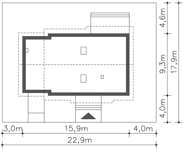 Rzut projektu Royan VI (DCB89e) - Usytuowanie na działce