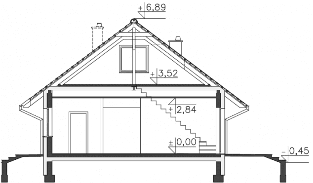 Rzut projektu Royan VI (DCB89e) - Przekrój