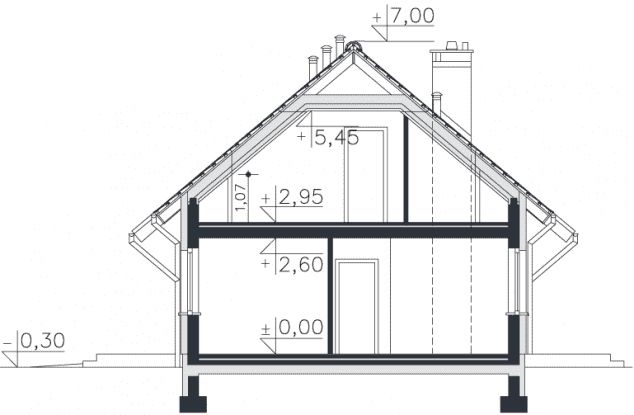 Rzut projektu Leeds VI (LMB70e) - Przekrój