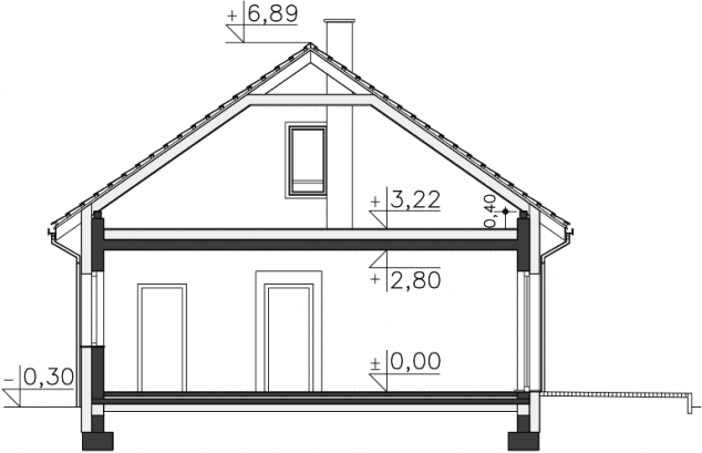 Rzut projektu Derby (DCB154) - Przekrój