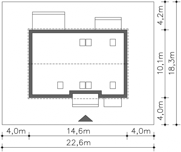Rzut projektu Valbella (DCP380) - Usytuowanie na działce