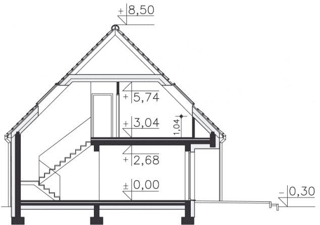 Rzut projektu Londyn (DCP377) - Przekrój