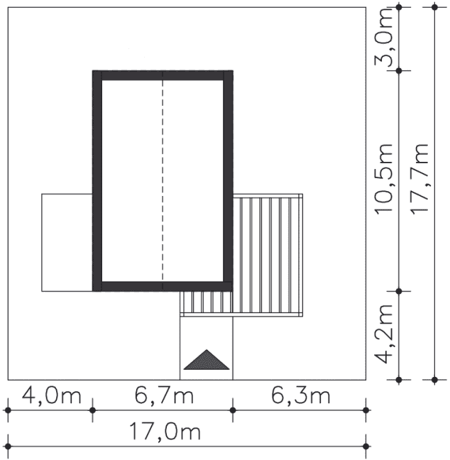 Rzut projektu Castana (LMB159) - Usytuowanie na działce