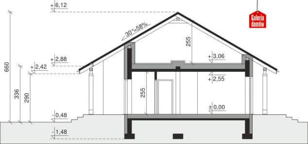 Rzut projektu Dom przy Bukowej 10 - Przekrój