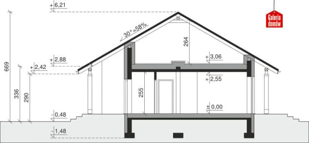 Rzut projektu Dom przy Bukowej 11 - Przekrój
