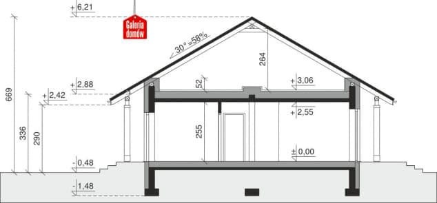 Rzut projektu Dom przy Bukowej 17 - Przekrój