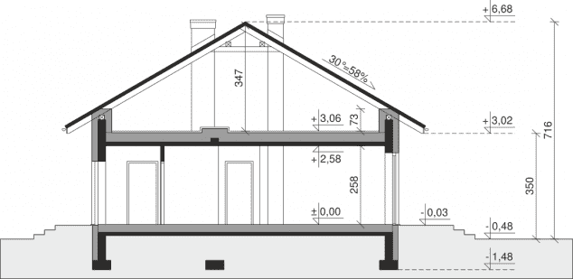 Rzut projektu Dom przy Bukowej 47 - Przekrój