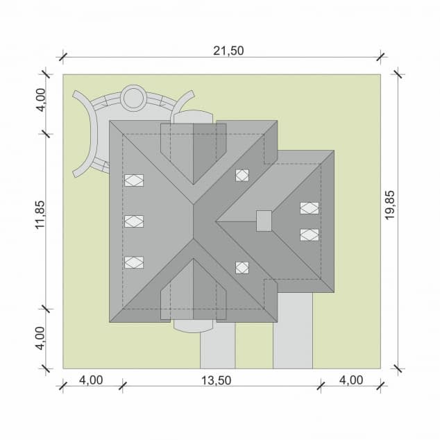 Rzut projektu Dandys - Plan i przekrój (wersja podstawowa)